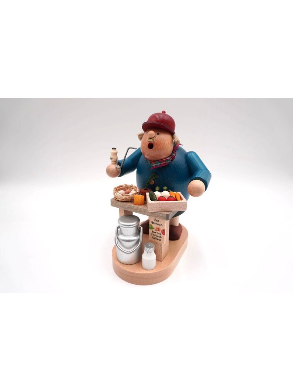 KWO German Incense Smoker Organic Farmer Market Vendor Wood Figure A21614